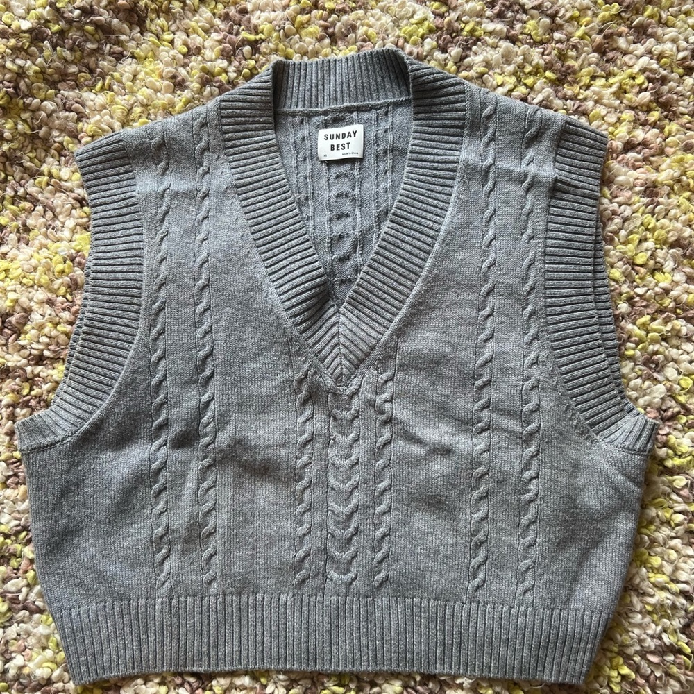 Sunday Best Gray Cable Knit Sweater Vest